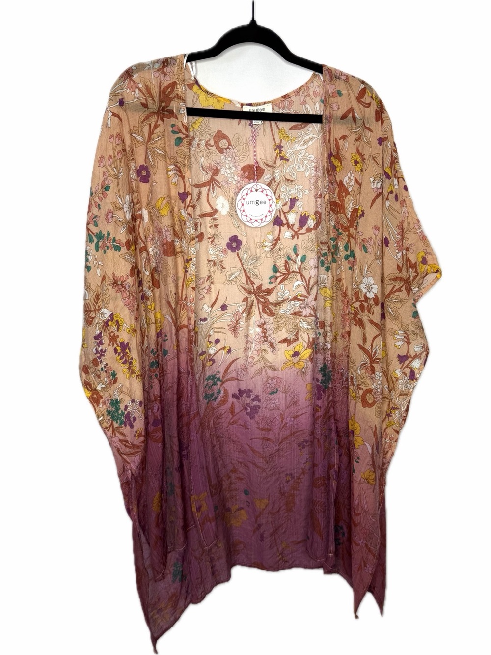 Umgee Floral Ombre Kimono Mauve and Tan Women’s M/L